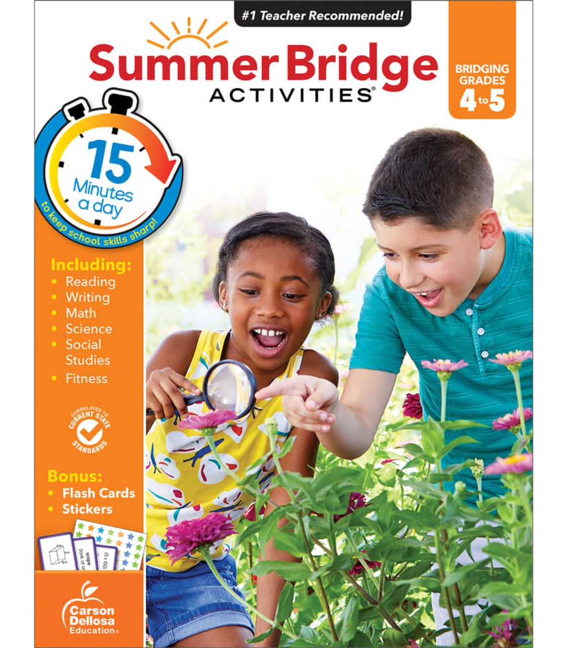 Summer Bridge Activities 4th to 5th Grade Workbooks All Subjects, Activity Book With Math, Reading Comprehension, Science, Fitness, Social Studies, Writing Practice, and Flash Cards